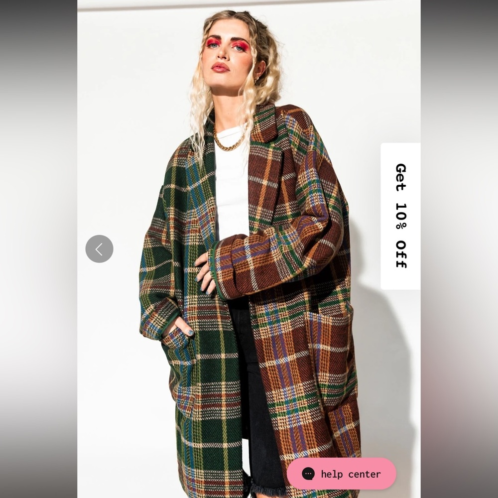 Dressed in LaLa - Half + Half Oversized Coat in Pine + Brown